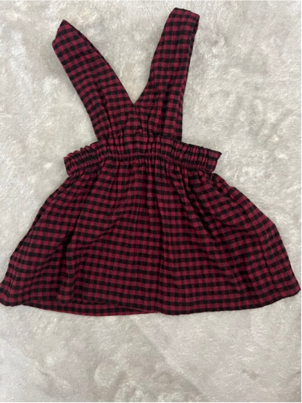 Baby ZARA Casual Dress 12-18 Months Red Black Gingham Sleeveless - Picture 2 of 4